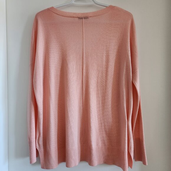 Stylish Peach Dex Oversized V-Neck Sweater - Picture 2 of 6